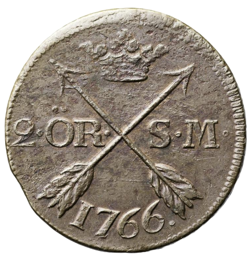 2 Öre Silvermynt 1766