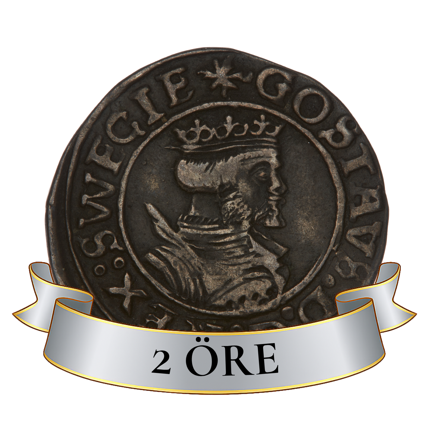 2 öre svartsjö Gustav Vasa
