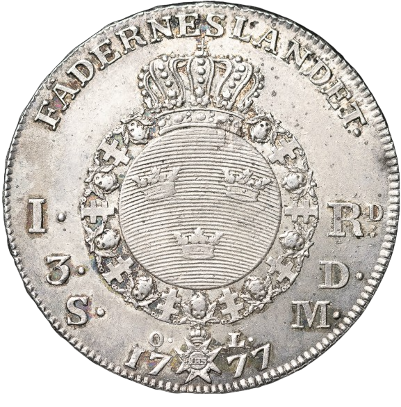 1 Riksdaler, 3 Daler silvermynt 1777