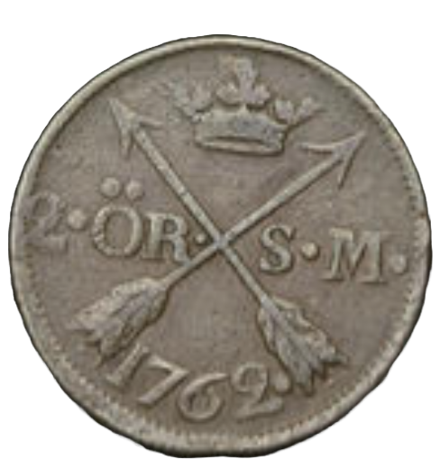 2 Öre Silvermynt 1762