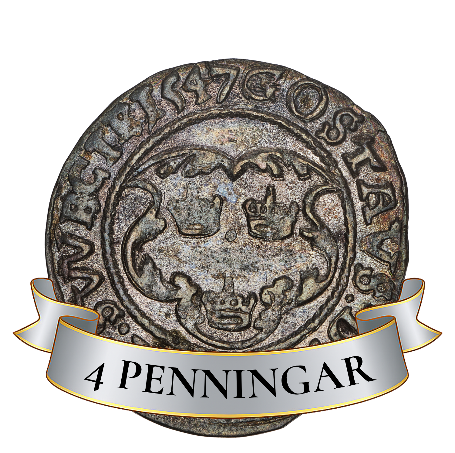 4 penningar svartsjö Gustav Vasa