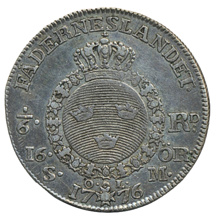 1/6 riksdaler, 16 öre silvermynt 1776