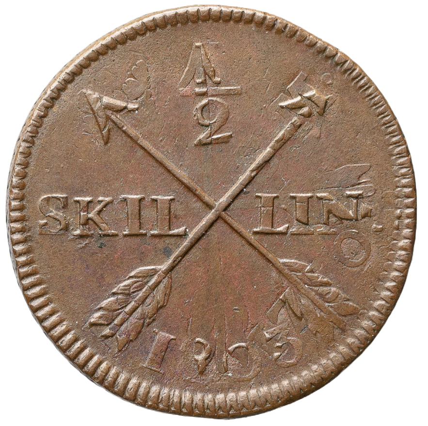 1/2 Skilling 1803 överpräglad