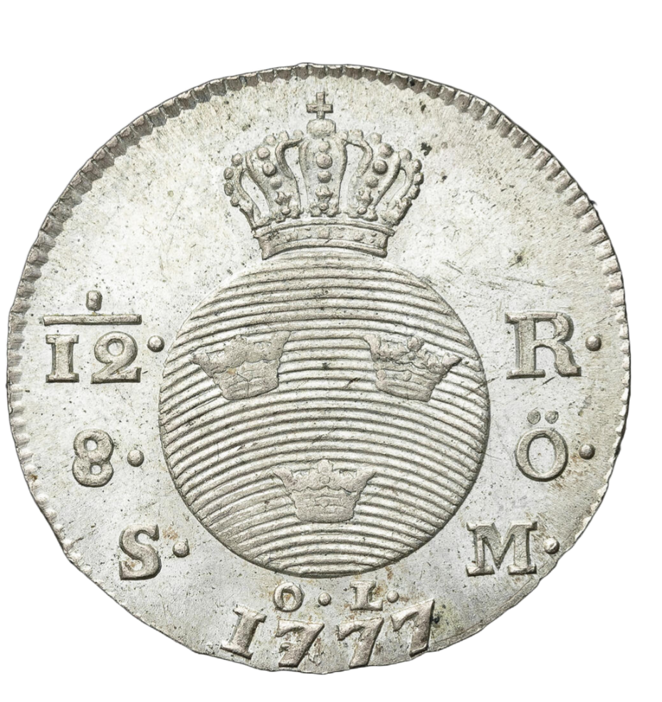 1/12 Riksdaler, 8 öre silvermynt 1777