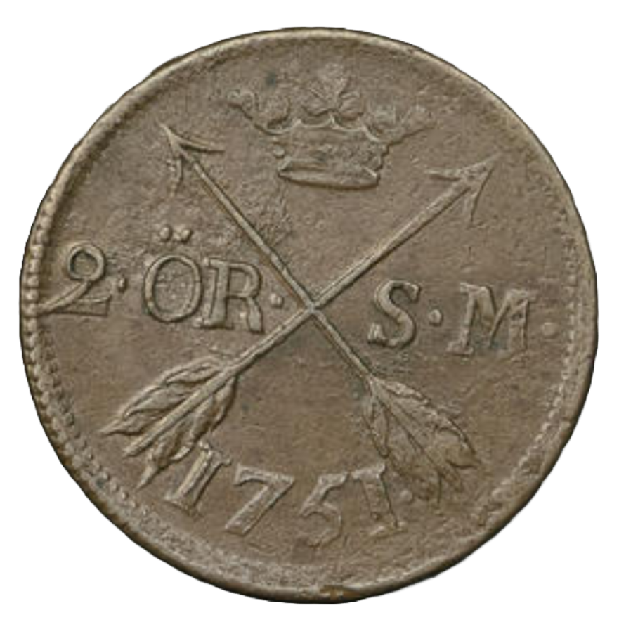 2 Öre Silvermynt 1751