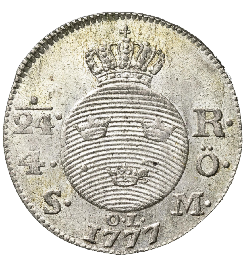 1/24 riksdaler 4 öre silvermynt 1777