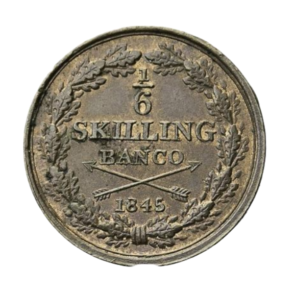 1/6 Skilling Banco 1845