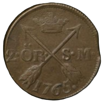 2 Öre Silvermynt 1765