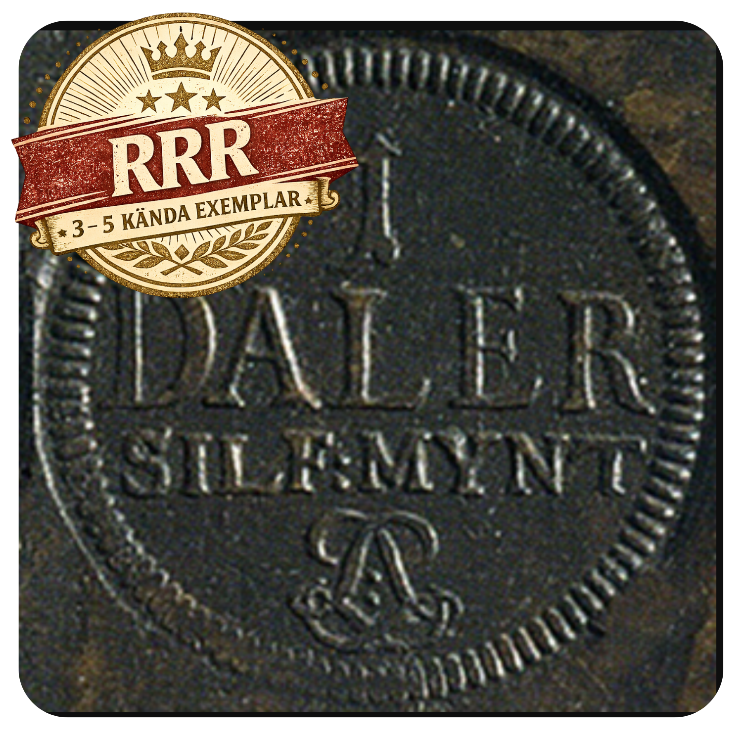 1 daler silvermynt ljusnedal