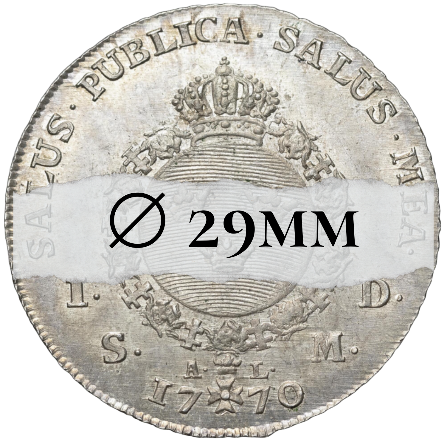 1 daler silvermynt, 1/3 riksdaler 1770 29mm