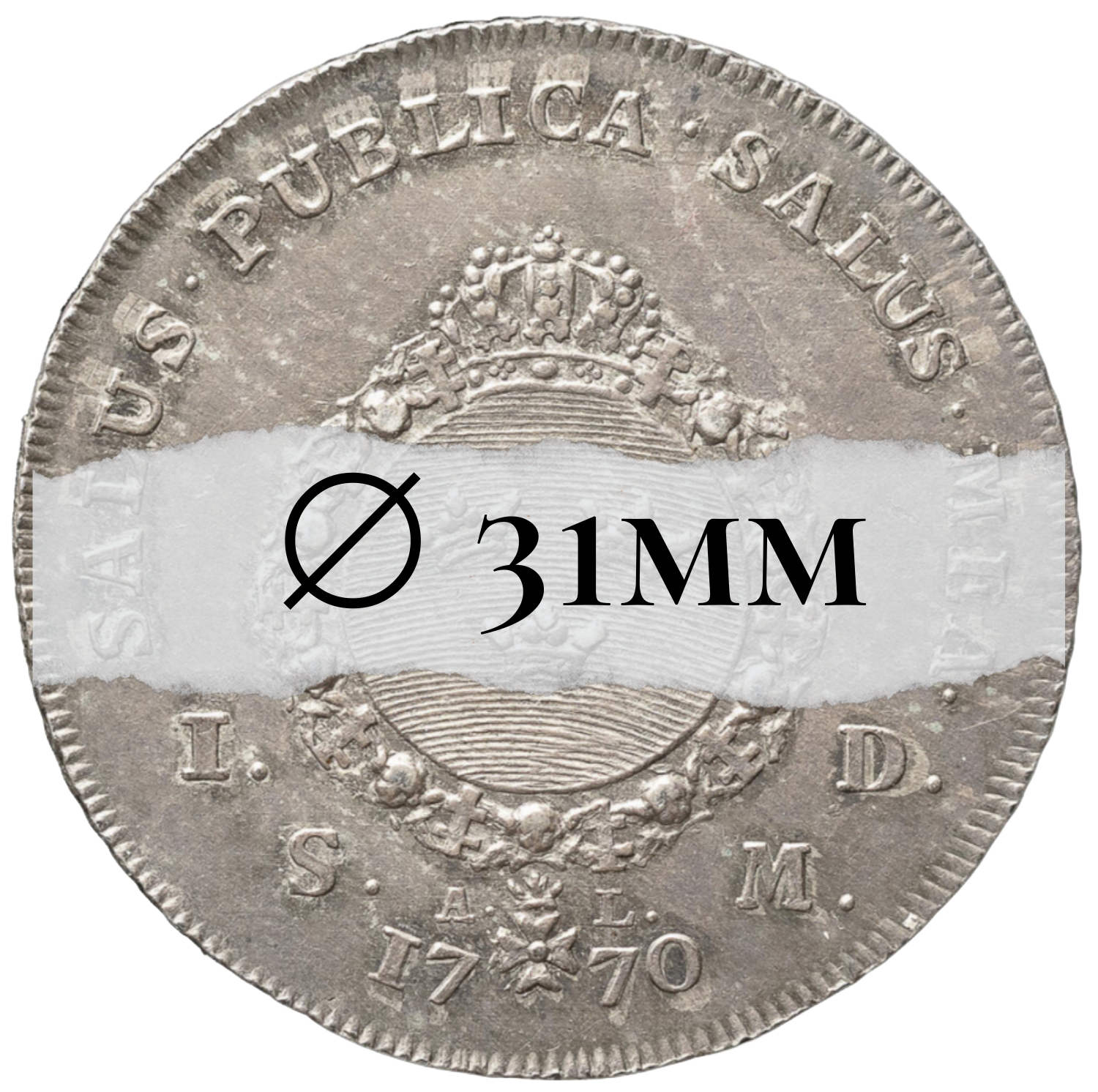 1 Daler silvermynt, 1/3 riksdaler 1770 31mm