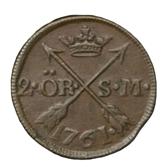 2 Öre Silvermynt 1761