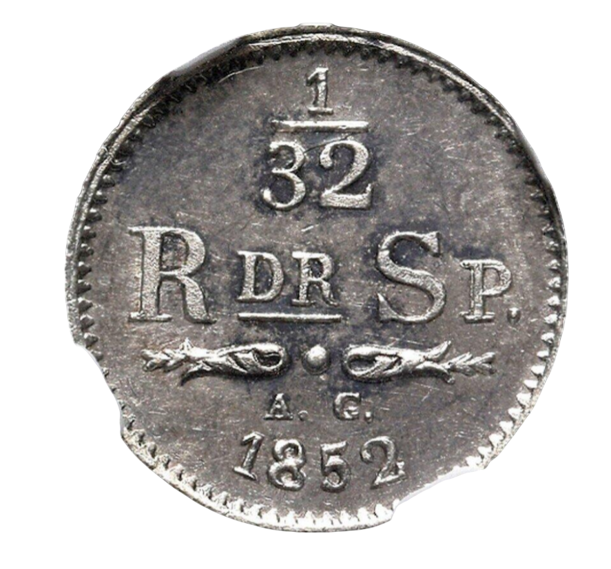 1/32 riksdaler specie 1852