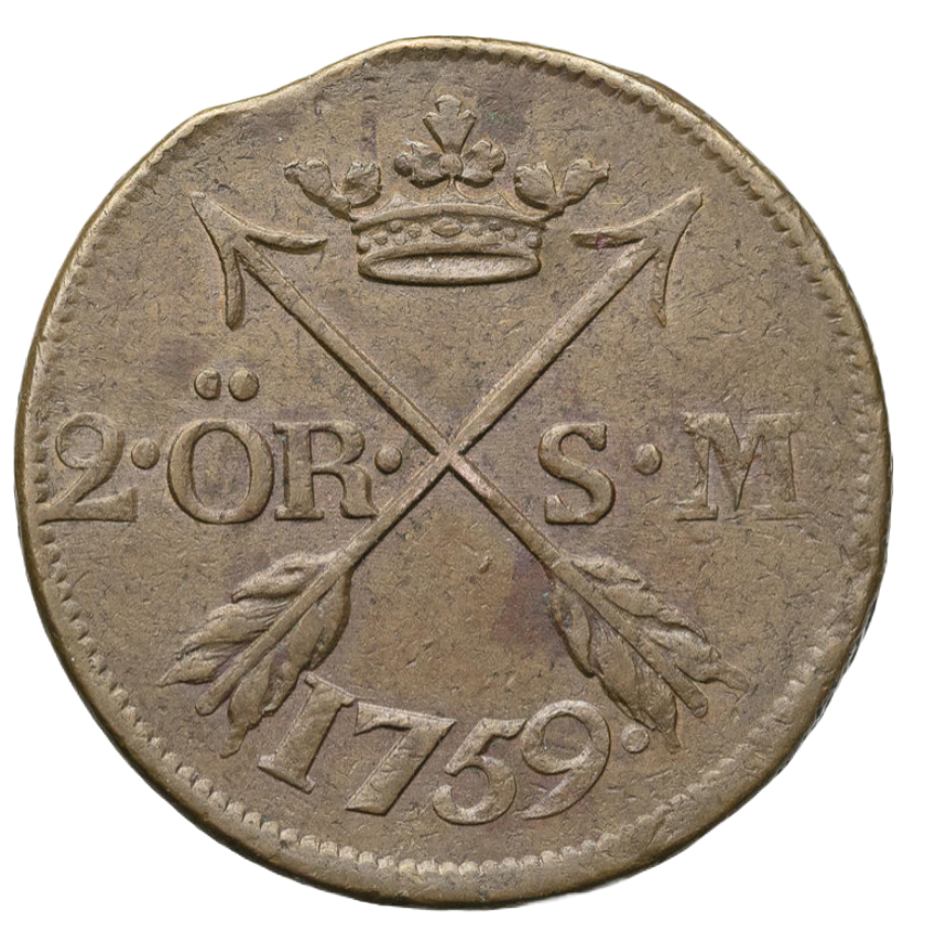 2 Öre Silvermynt 1760