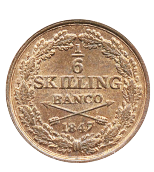 1/6 Skilling Banco 1847