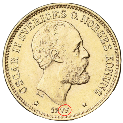 20kr 1877 på 1876