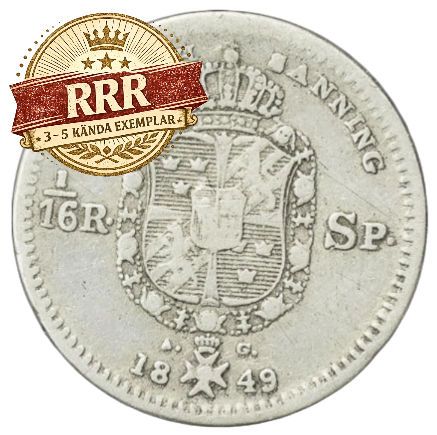 1/16 riksdaler specie 1849